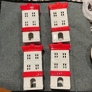 NWT 4pc Valentine Ceramic Tall Building Figurine